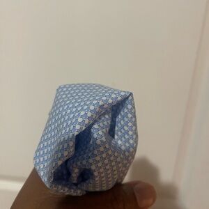 Light Blue Pocket Square with white designs Sz OS